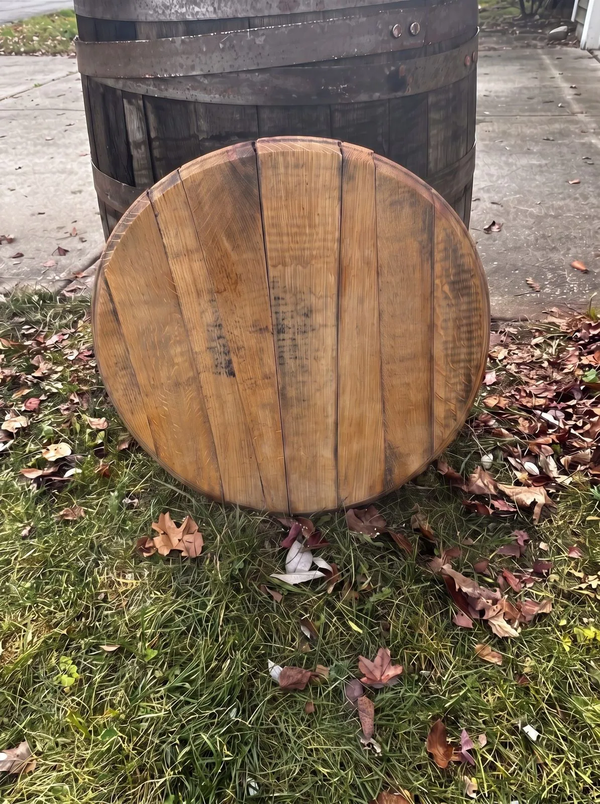 Business logo painted on a barrel head